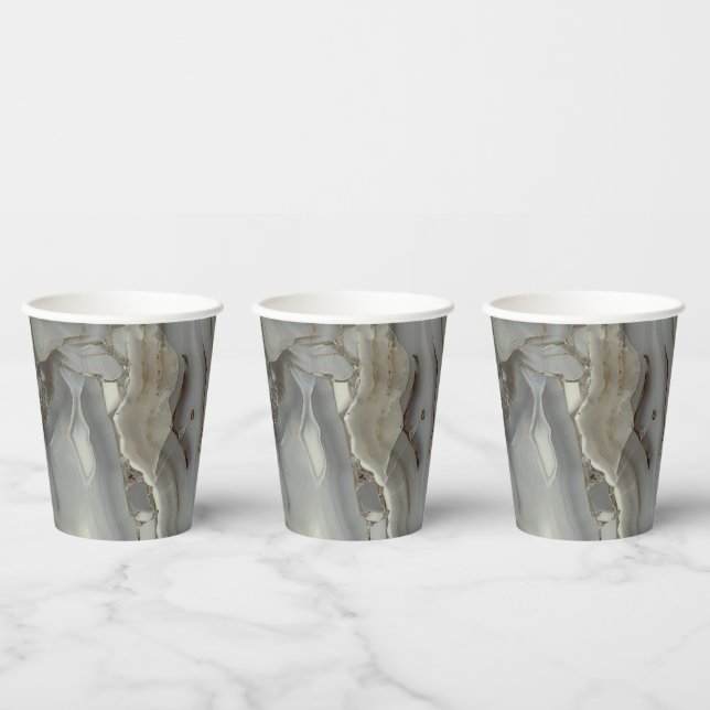 Gray Marble with Gold Vein Paper Cups (Multi)