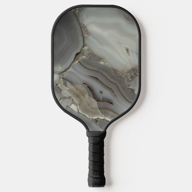 Gray Marble with Gold Vein Pickleball Paddle (Front)
