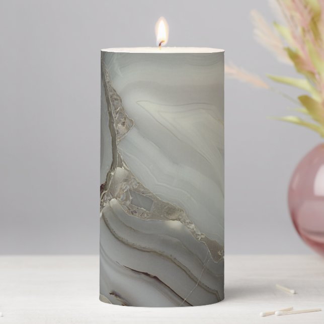 Gray Marble with Gold Vein Pillar Candle (In Situ)