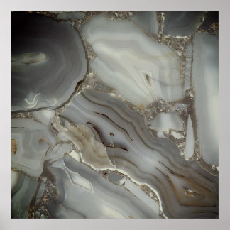  Gray Marble with Gold Vein Poster