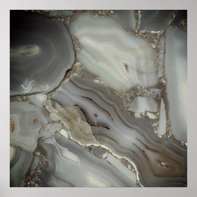  Gray Marble with Gold Vein Poster (Front)