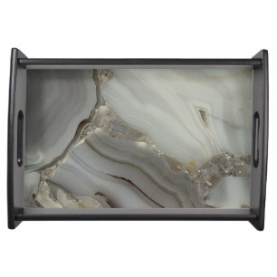 Gray Marble with Gold Vein Serving Tray
