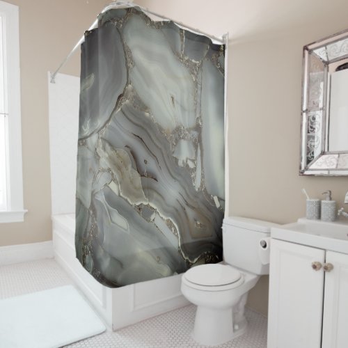 Gray Marble with Gold Vein Shower Curtain