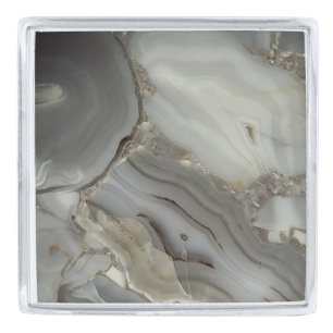 Gray Marble with Gold Vein Silver Finish Lapel Pin