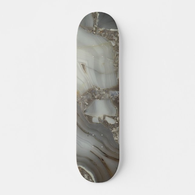Gray Marble with Gold Vein Skateboard (Front)
