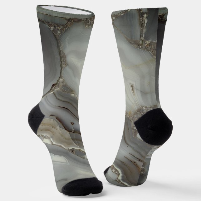 Gray Marble with Gold Vein Socks (Angled)