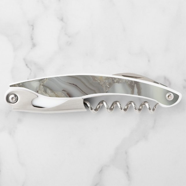 Gray Marble with Gold Vein Waiter's Corkscrew (Front)