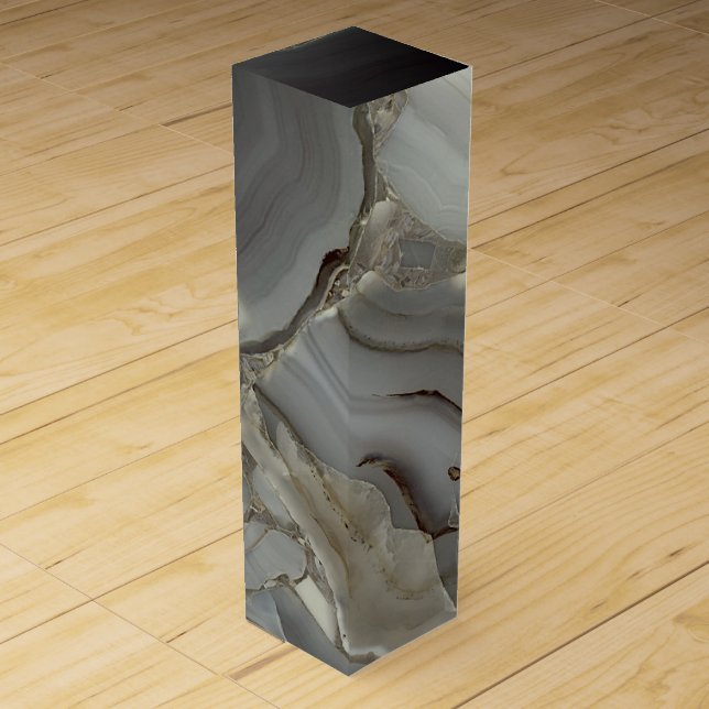 Gray Marble with Gold Vein Wine Box (Front)