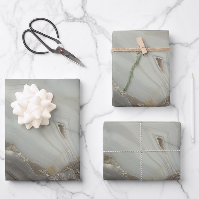 Gray Marble with Gold Vein Wrapping Paper Sheets (Front)