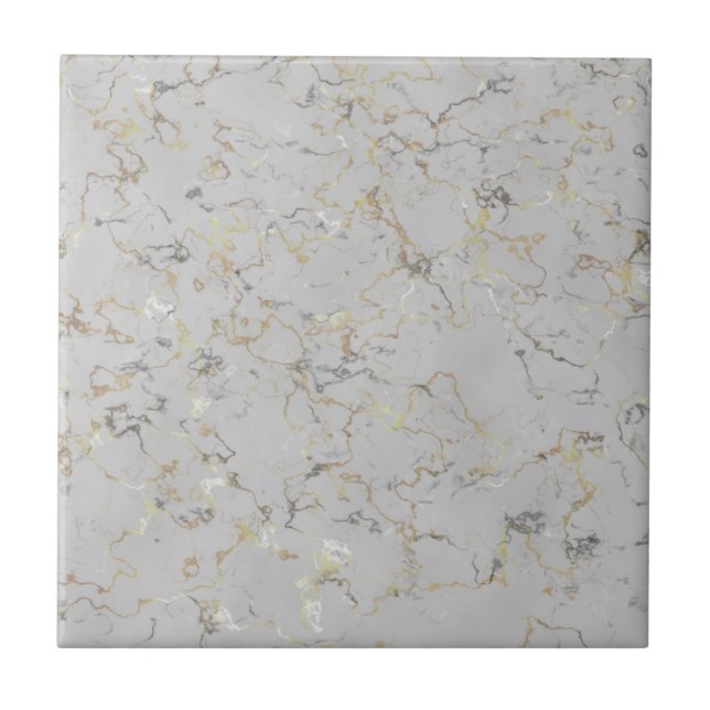 Gray marble with gold veins ceramic tile (Front)