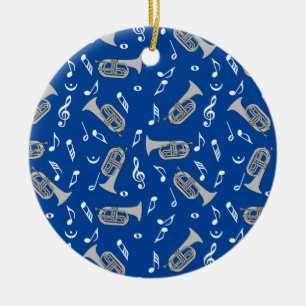 Gray Marching Baritone Music Notes Ceramic Ornament