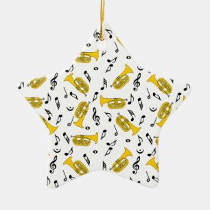 Gray Marching Baritone Music Notes Ceramic Ornament