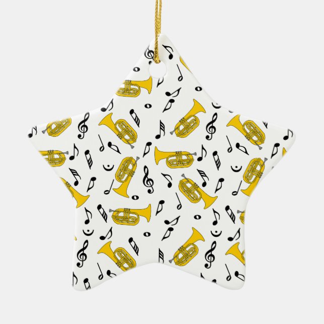 Gray Marching Baritone Music Notes Ceramic Ornament (Front)