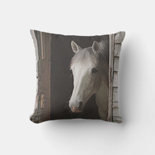 Gray Mare Beautiful Horse Outdoor Pillow