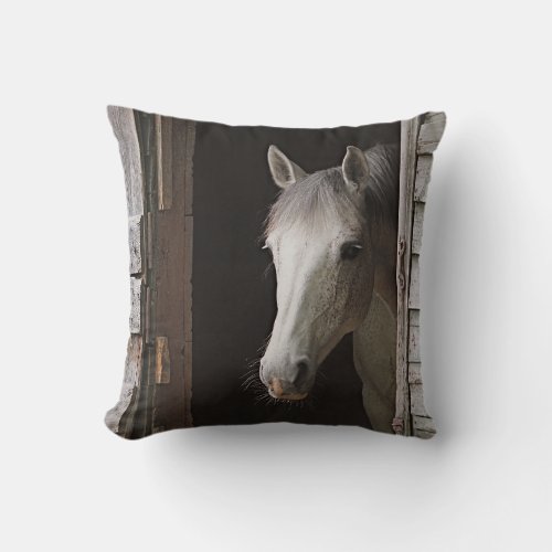 Gray Mare Beautiful Horse Throw Pillow