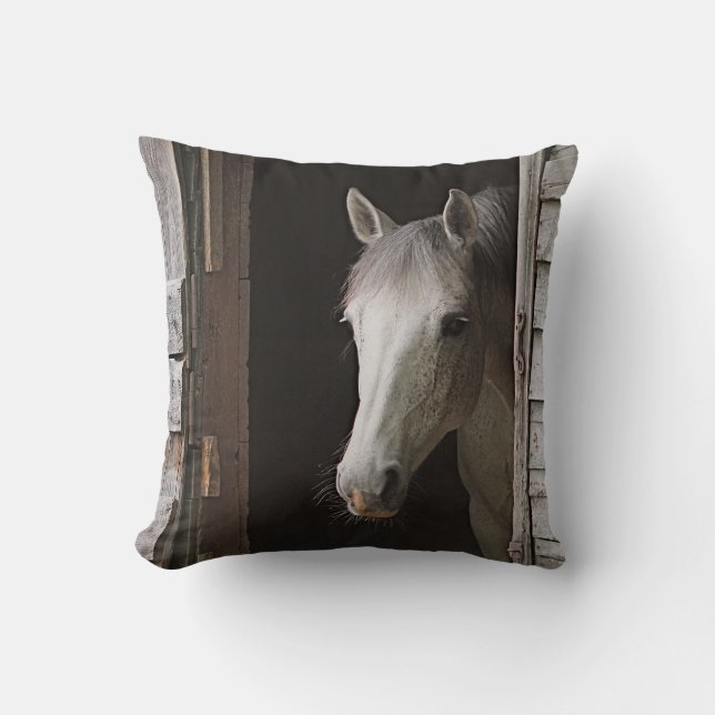 Gray Mare Beautiful Horse Throw Pillow (Front)