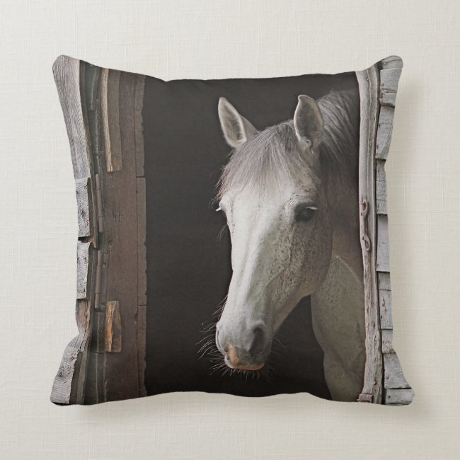 Gray Mare Beautiful Horse Throw Pillow