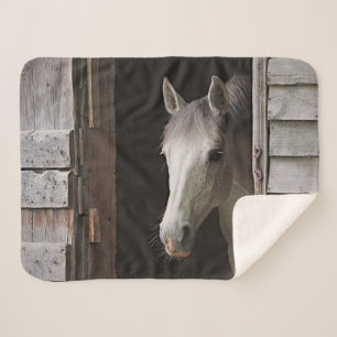 Gray Mare Horse Animals Sherpa Fleece Blanket
