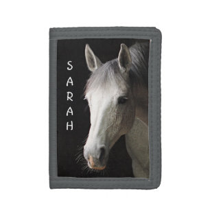 Gray Mare Horse Custom Trifold Wallet
