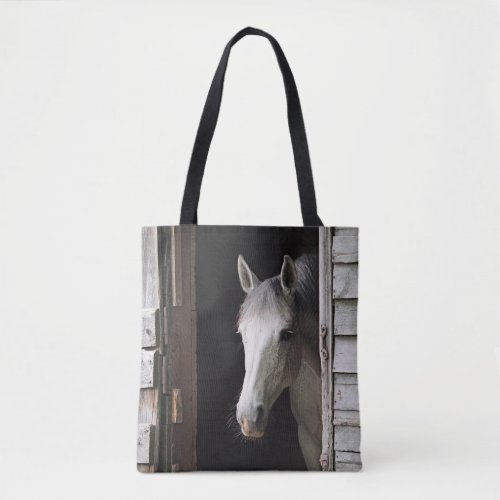 Gray Mare Horse Farm Animals Brown Tote Bag