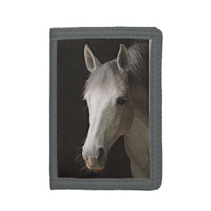 Gray Mare White Horse Tri-fold Wallet