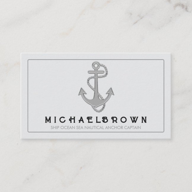 Gray Marine Nautical Anchor Business Card