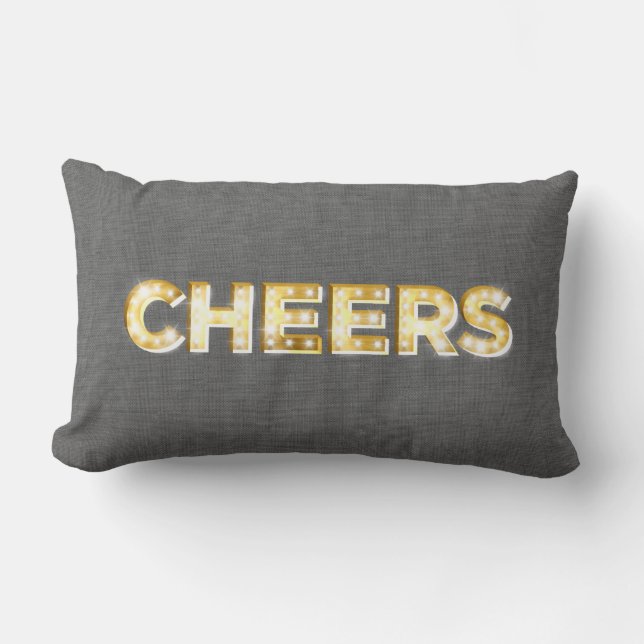 Gray Marquee Lights Cheers Cushion (Front)
