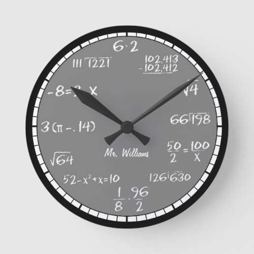 Gray Math Equations Custom Large Clock