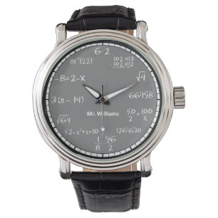 Gray Math Equations Custom Watch
