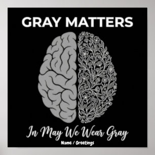 Gray Matters In May We Wear Gray Brain Tumor Aware Poster