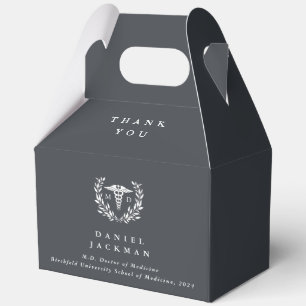 Gray MD Doctor + Caduceus Graduation Favor Boxes