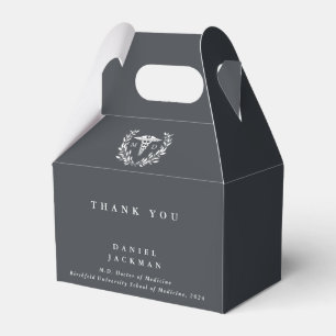 Gray MD Doctor + Caduceus Graduation Favor Boxes