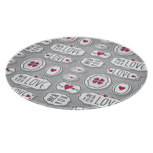 Gray me and you love Pattern Cutting Board (Corner)