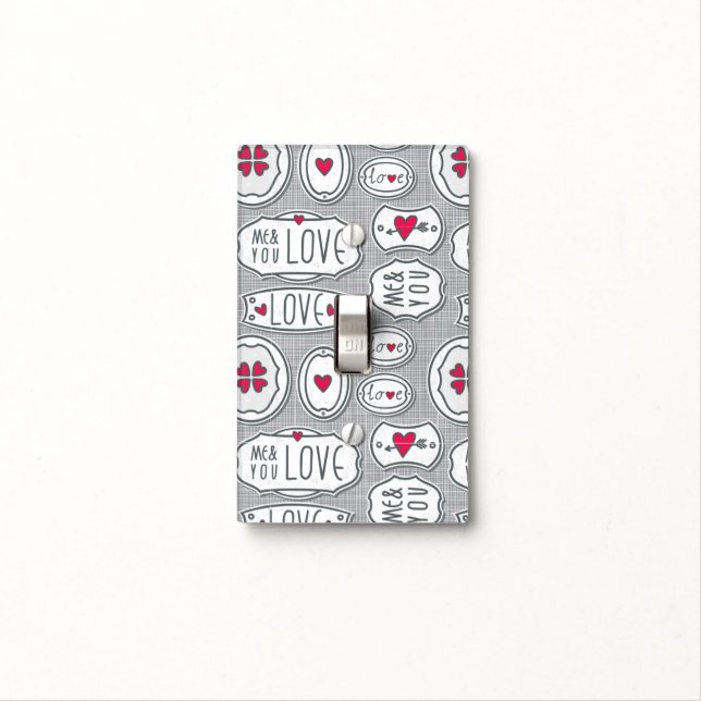Gray me and you love Pattern Light Switch Cover (In Situ)