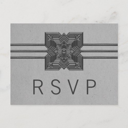 Gray Medallion Border RSVP Postcard