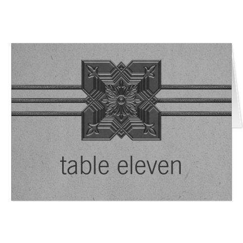 Gray Medallion Border Table Number Card