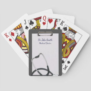 Gray Medical Clipboard with Stethoscope Poker Cards