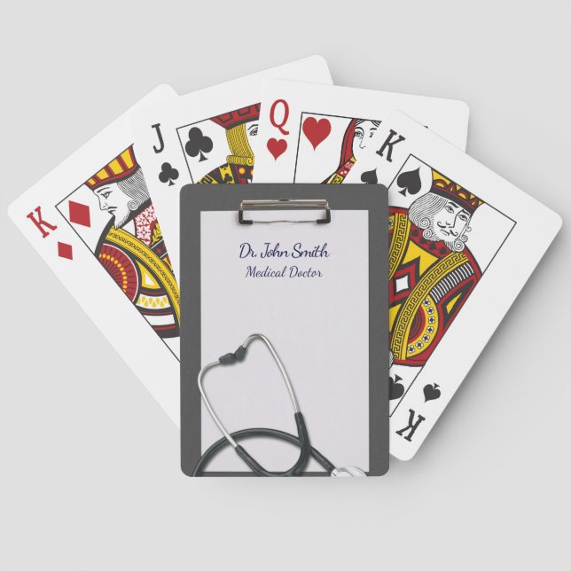 Gray Medical Clipboard with Stethoscope Poker Cards (Back)