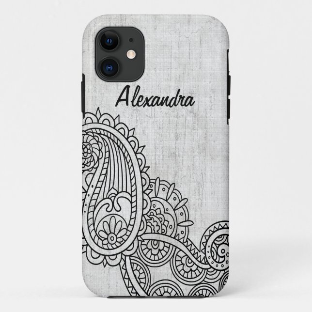 Gray Mehndi Motif BT iPhone 5 Case (Back)