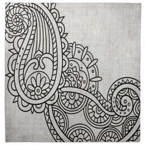 Gray Mehndi Motif Cloth Napkin