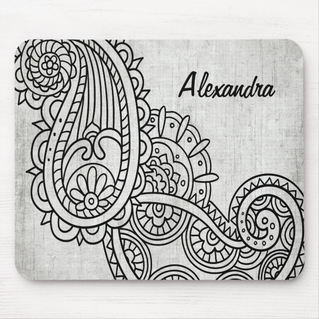 Gray Mehndi Motif Mousepad (Front)