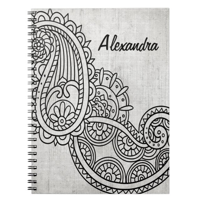 Gray Mehndi Motif Notebook (Front)