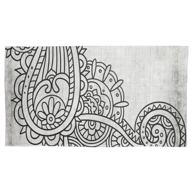 Gray Mehndi Motif Pillow Case (Front)