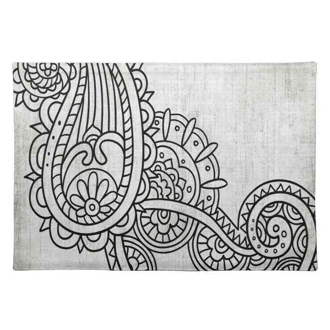 Gray Mehndi Motif Placemat (Front)