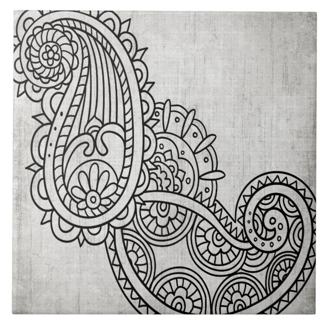 Gray Mehndi Motif Tile (Front)