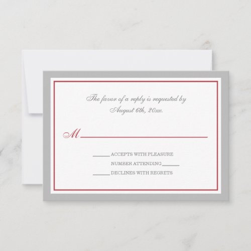 Gray &amp; Merlot Red Wedding Reception RSVP Cards