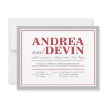 Gray & Merlot Wedding Reception ONLY Invitations