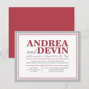 Gray & Merlot Wedding Reception ONLY Invitations