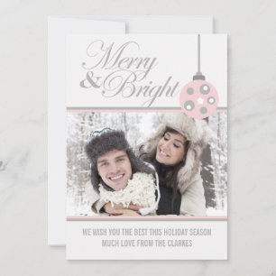 Gray Merry & Bright Holiday Photo Greeting Card