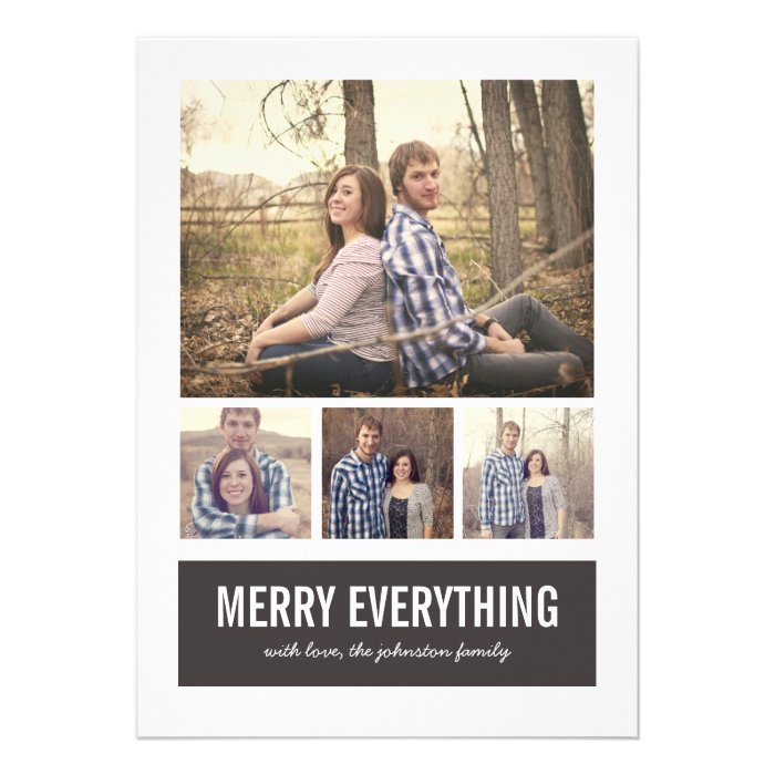 Gray Merry Everything Christmas Photo Flat Cards